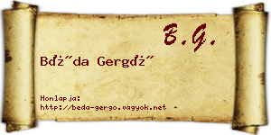 Béda Gergő névjegykártya